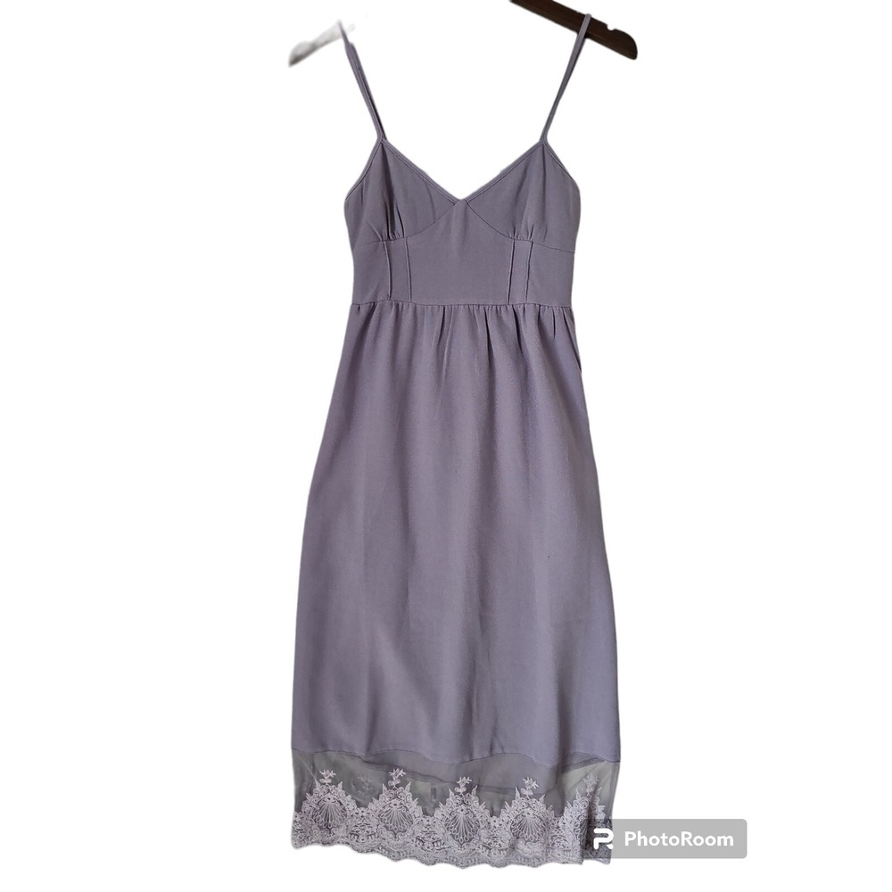 TOBI Women's Lavender Spaghetti Strap‎ Lace Hem Open Back Summer Dress Size XS